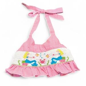 The Bailey Boys Pink and white smocked mermaid bikini swim top size 3T